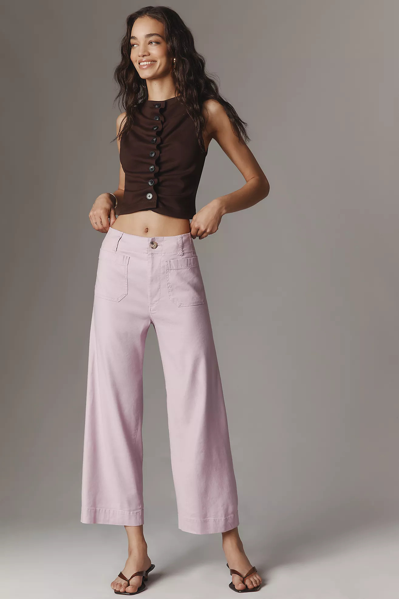 The Colette Linen Blend Crop Wide-Leg Pants by Maeve | Anthropologie (US)