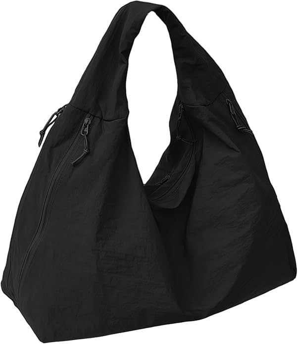 Slouchy Tote Bag for Women Large Nylon Shoulder Bag with Multiple Pockets Crescent Bag Underarm H... | Amazon (US)