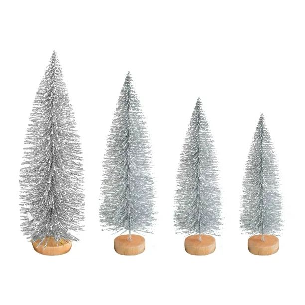 Huntermoon Small Flocking Tree Christmas Decor Fake Trees With Wooden Base Sliver Gold Realistic ... | Walmart (US)