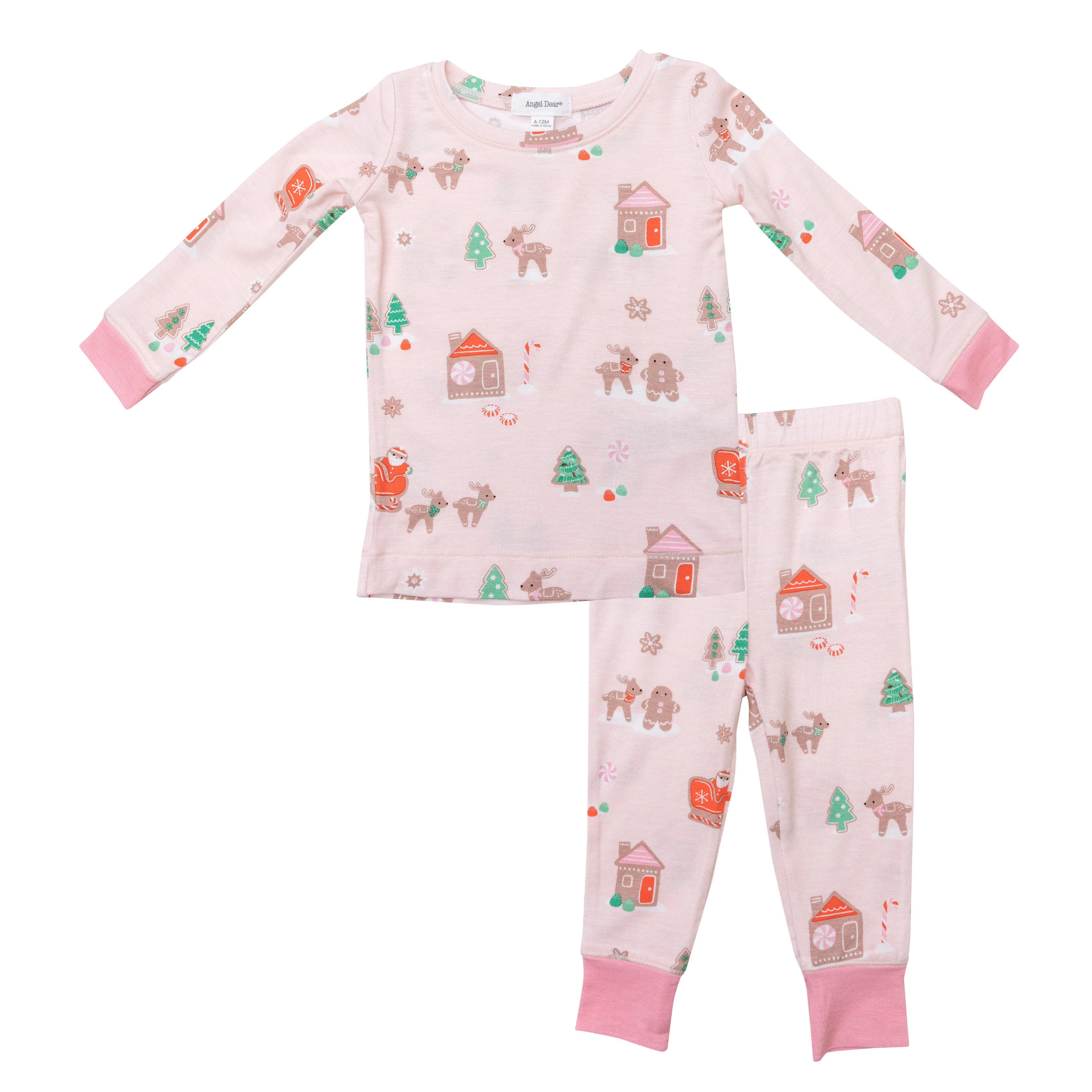 2-Piece Lounge Wear Set, Pink Gingerbread Sleigh | SpearmintLOVE