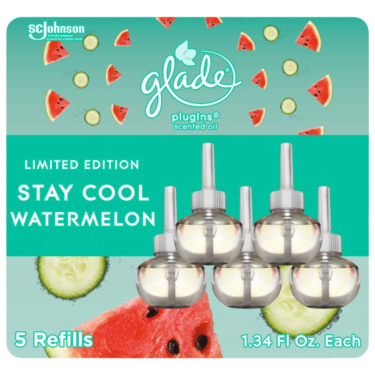 Glade Plugins Scented Oil 5 Refills, Air Freshener Glade Plug in Refills, Stay Cool Watermelon, S... | Walmart (US)
