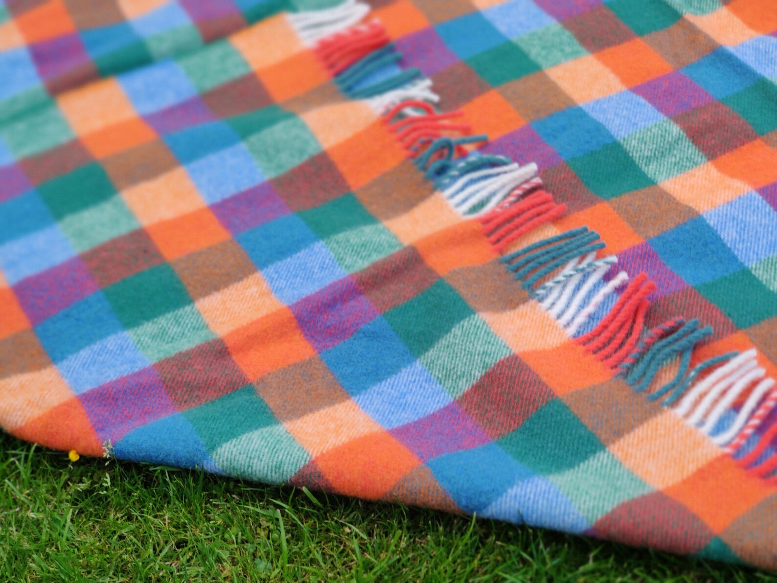 Irish Pure New Wool Blanket, Throw Multicolour Block Check 100% Pure New Wool 58 X 75 145 X 190 C... | Etsy (US)