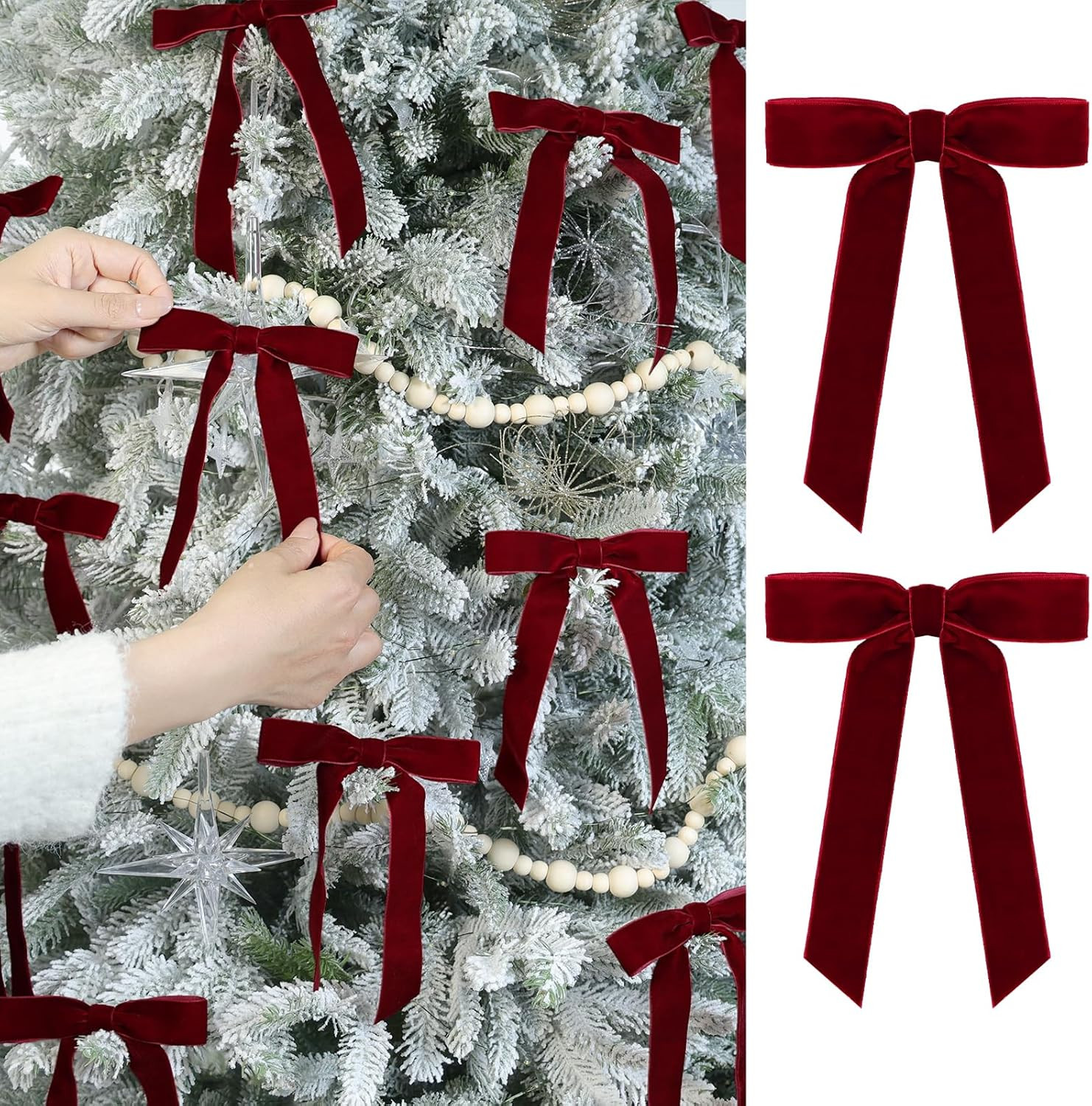 FLAIR GIFTS 24 Pcs Burgundy Wine Red Velvet Christmas Bows Ornaments - 5 x 7 Inch Luxury Vintage ... | Amazon (US)