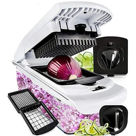 Fullstar Vegetable Chopper - Spiralizer Vegetable Slicer - Onion Chopper with Container - Pro Food Chopper - Slicer Dicer Cutter - 4 Blades | Walmart (US)