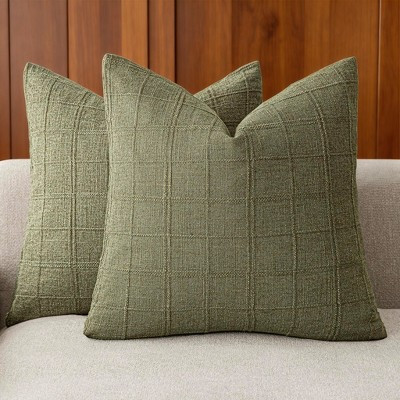 LISM 22x22 Inch Throw Pillow Covers 2-Pack Linen Check Decorative Pillowcases Accent Cushion Cover, Sage Green | Target