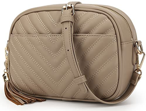 lola mae Quilted Crossbody Bag, Medium Lightweight Shoulder Purse Top Zipper Tassel Accent | Amazon (US)