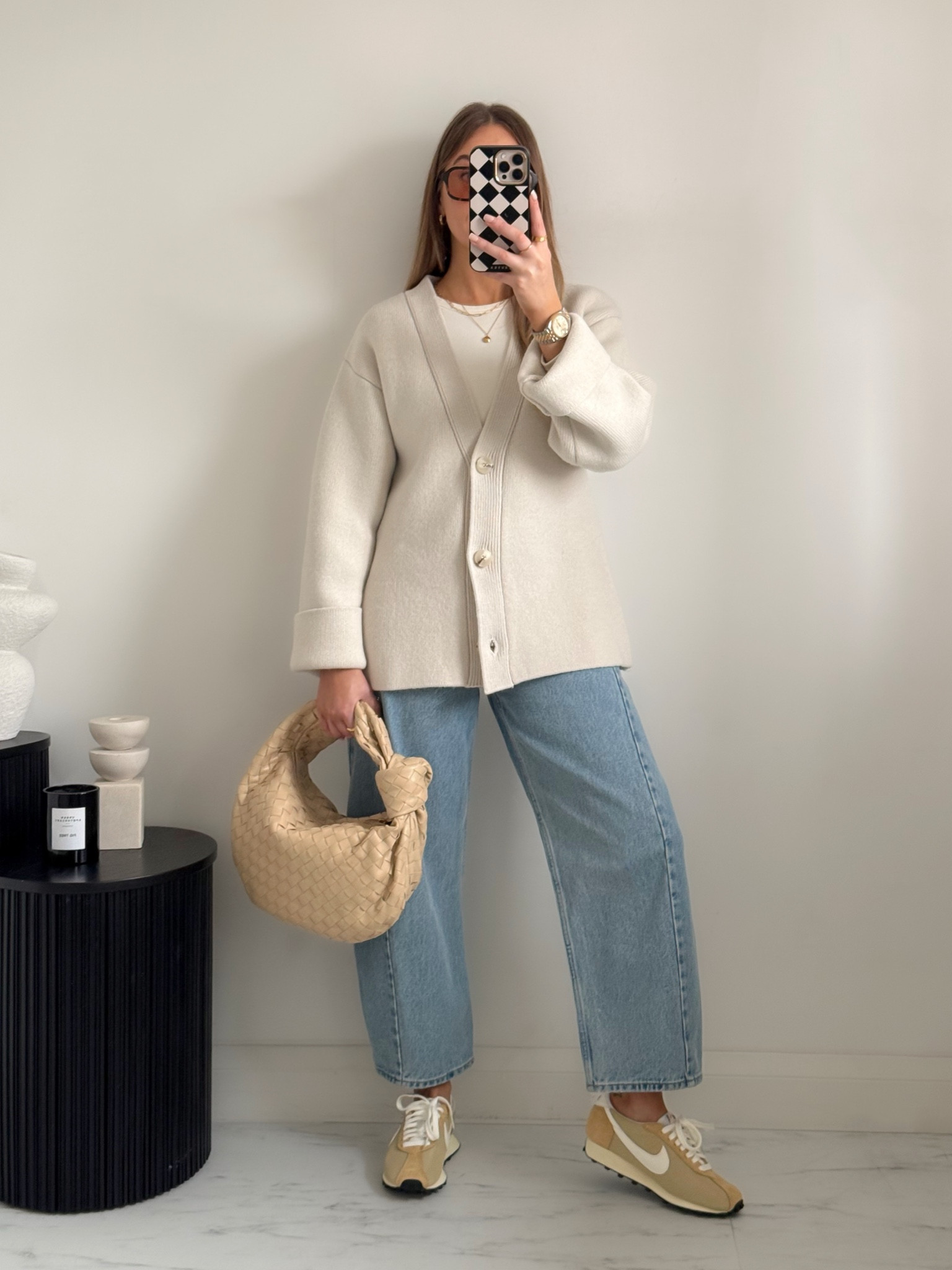 Barrel leg jeans, wool cardigan & Nikes for blue Monday ☁️
Size details: 
Top: XS
Cardigan: small
Jeans: 24 short (size down) 

#LTKstyletip #LTKwinter #LTKluxury