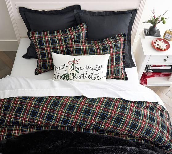 Meet Me Under The Mistletoe Embroidered Lumbar Pillow Cover | Pottery Barn (US)