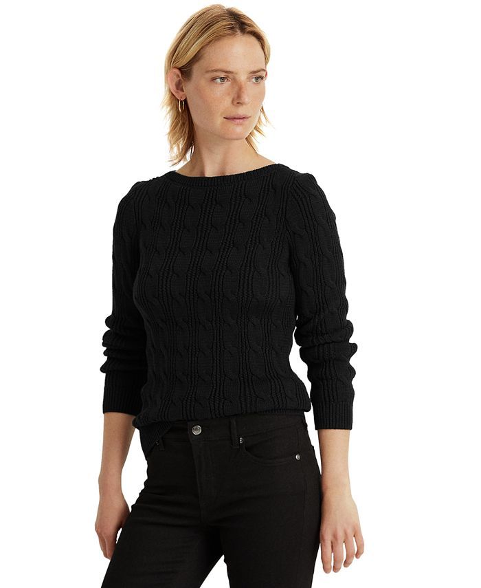 Lauren Ralph Lauren Cable-Knit Boatneck Sweater & Reviews - Sweaters - Women - Macy's | Macys (US)