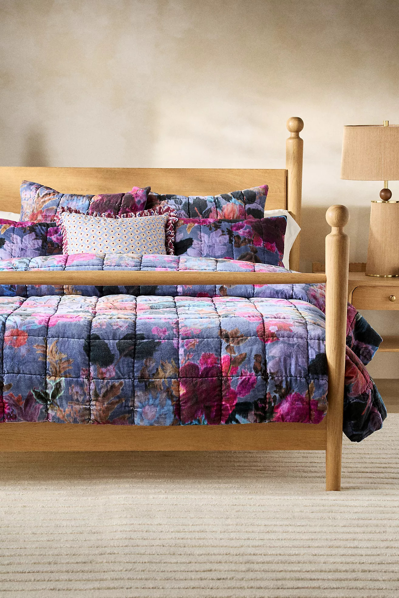 Imogen Cotton Velvet Floral Printed Quilt | Anthropologie (US)