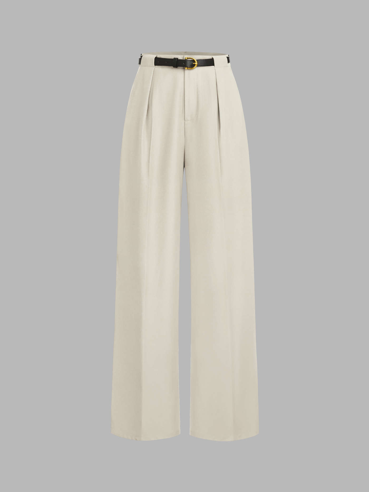 Petite Mid Rise Solid Wide Leg Trousers With Belt | Cider
