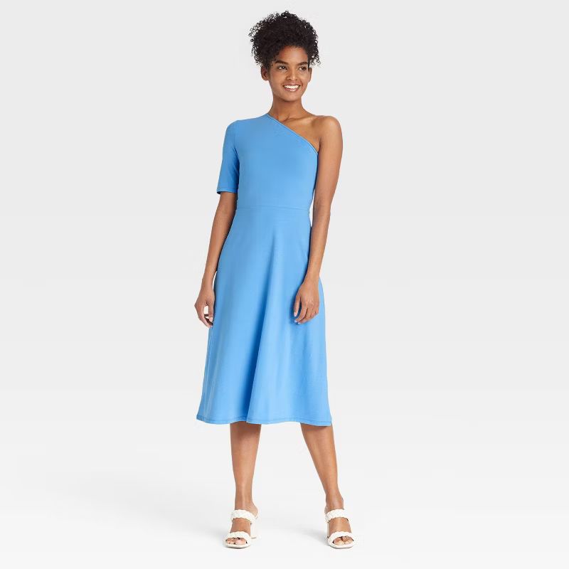 Women's Elbow Sleeve One Shoulder Knit Dress - Who What Wear™ | Target