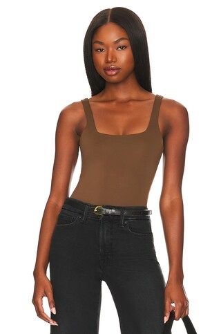 Good American Scuba Modern Tank Bodysuit in Light Mocha004 from Revolve.com | Revolve Clothing (Global)