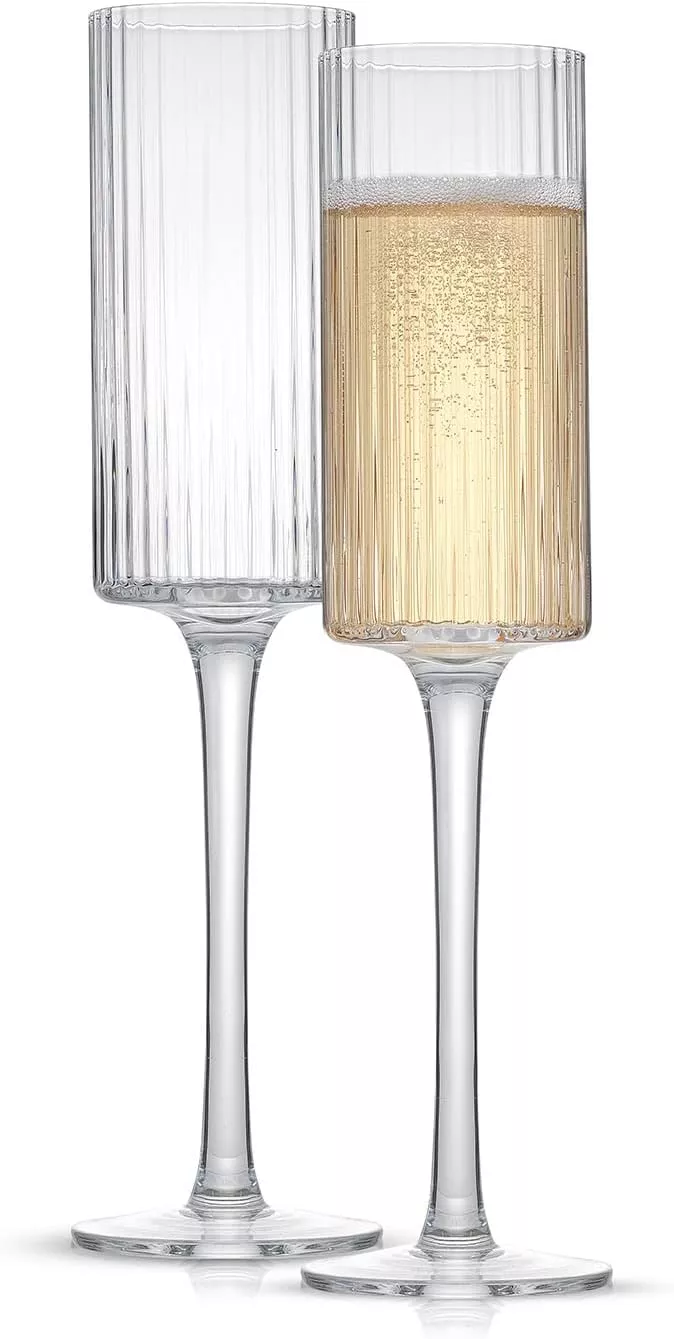 JoyJolt Elle Fluted Cylinder White Wine Glass - Set of 2