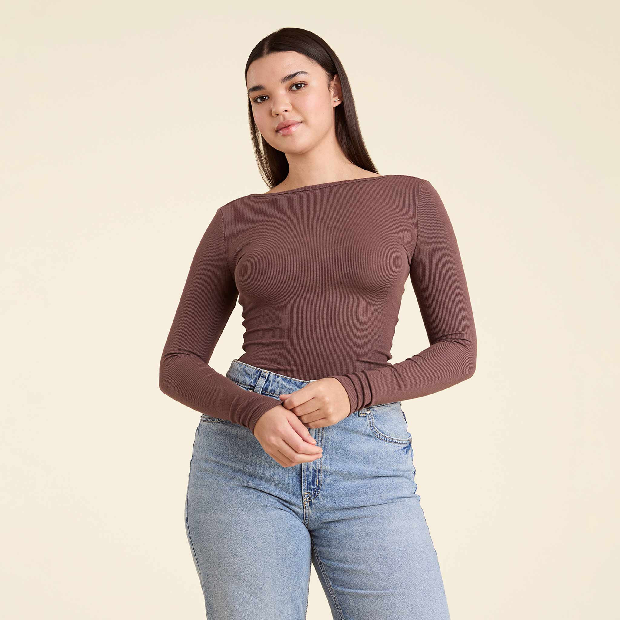 Open Back Slinky Rib Shirt | nuuds