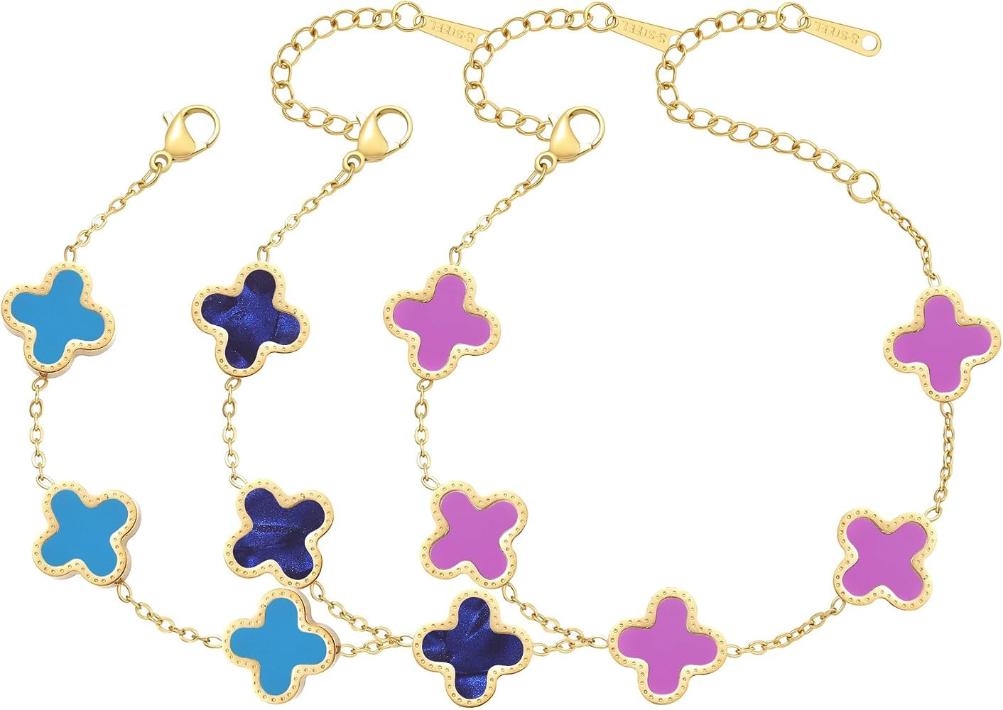 AIPPK 18K Gold Plated Clover Bracelet Set for Women Four Leaf Lucky Flower Bracelets Fashion Simp... | Amazon (US)