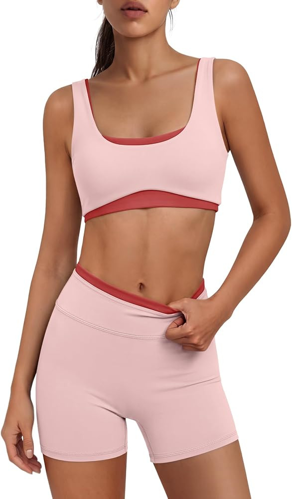 Panadila Womens Layered Workout Set 2 Piece Pilates Outfits | Amazon (US)