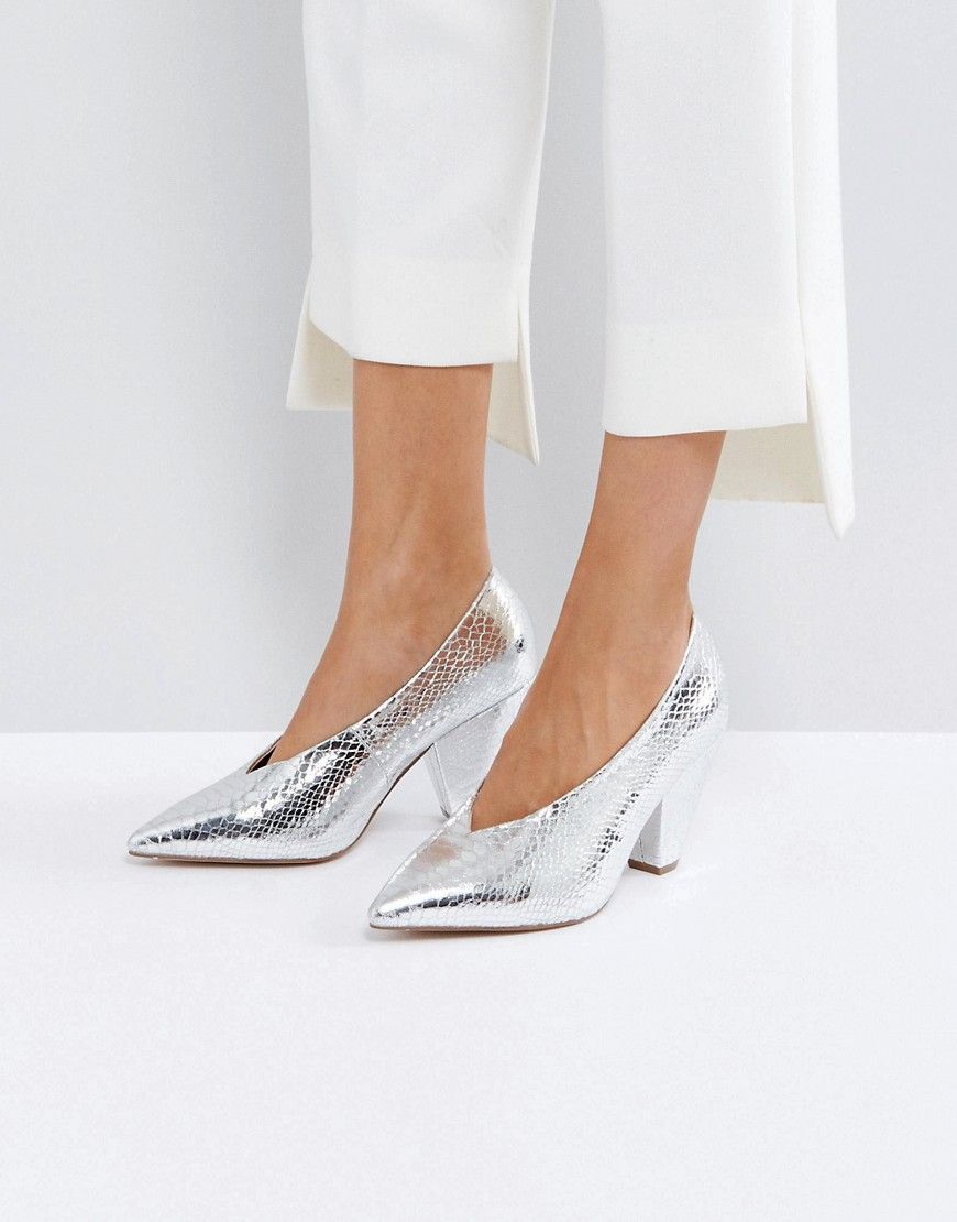 ASOS SHIRAZ Pointed Heels - Silver snake | ASOS UK