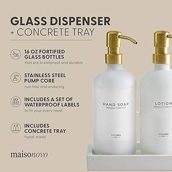 MaisoNovo Glass Soap Dispenser with Pump - White Bottles Gold Pumps Set of 2 - Soap Dispenser for... | Amazon (US)