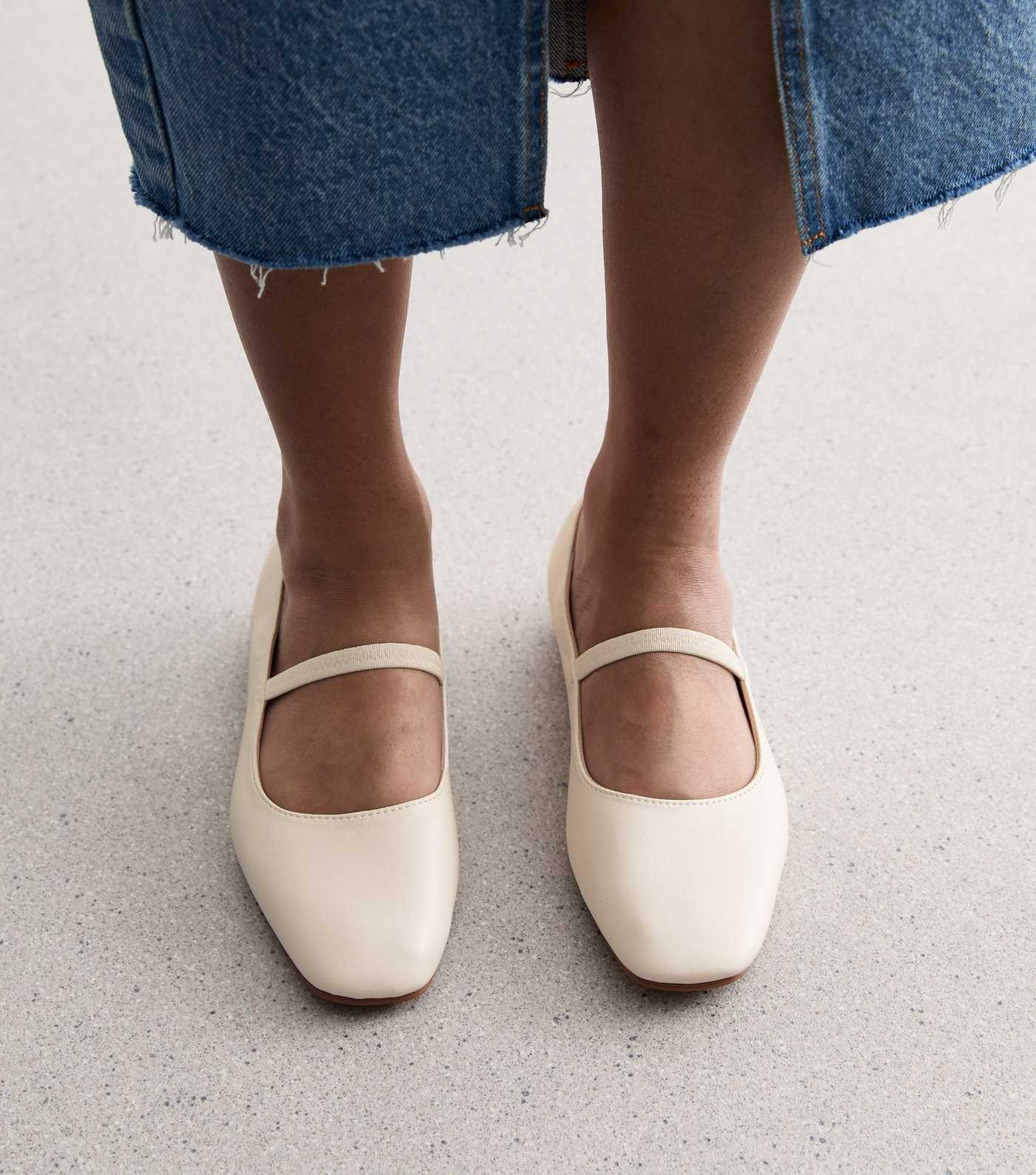 Off White Elasticated Mary Jane Ballerina Pumps | New Look | New Look (UK)