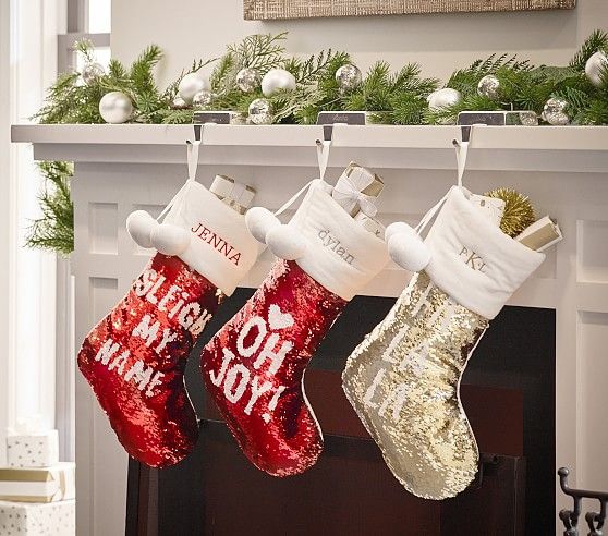 Red And Silver Reversible Sequin Stocking | Pottery Barn Kids