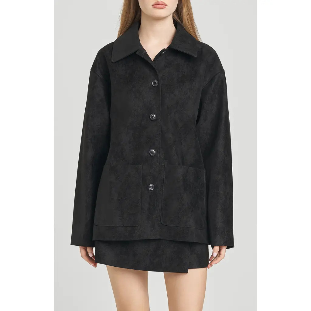 WAYF Rita Faux Suede Jacket in Black at Nordstrom Rack, Size X-Small | Nordstrom Rack