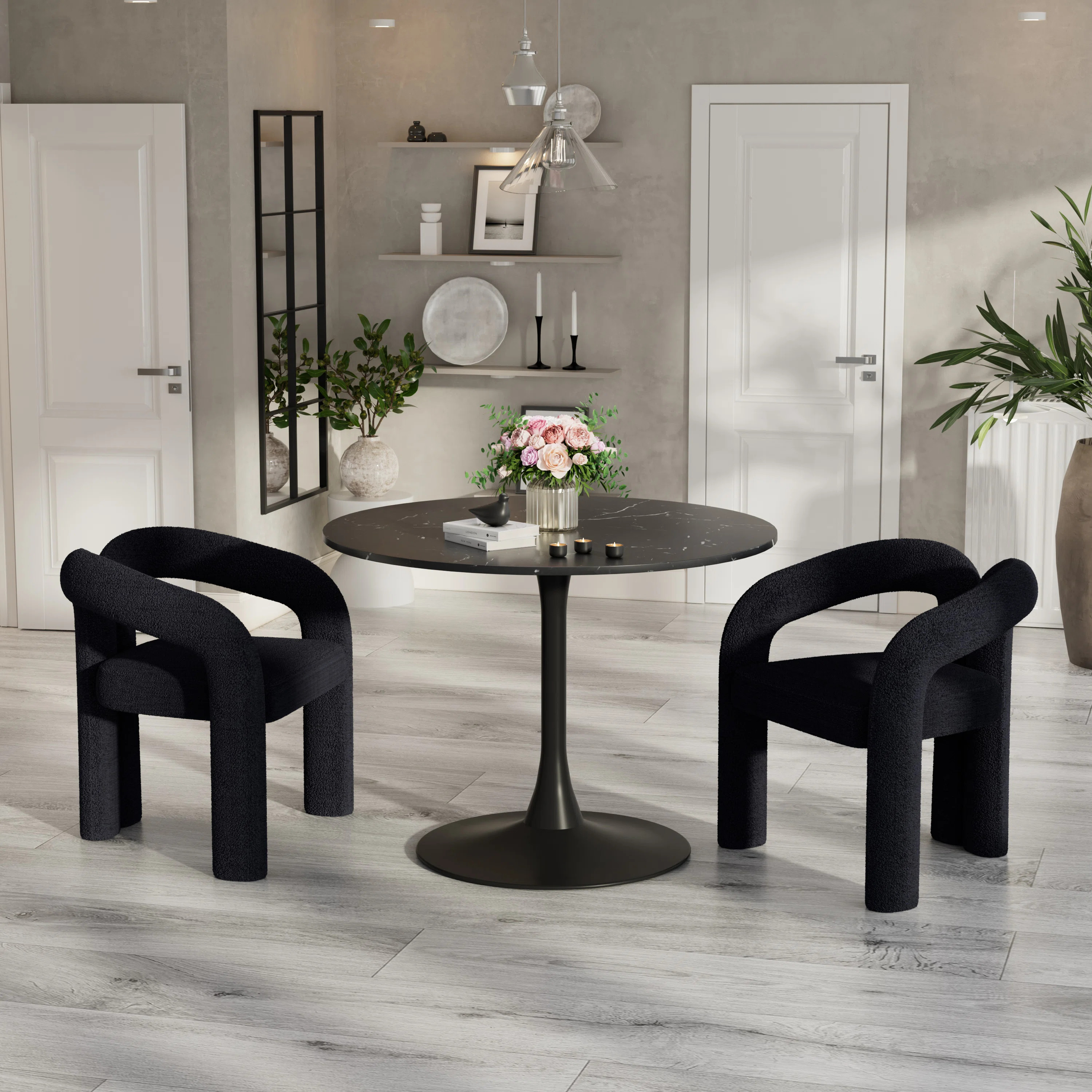 Modern 3 Pieces Round Dining Table Set for 2 | Wayfair North America