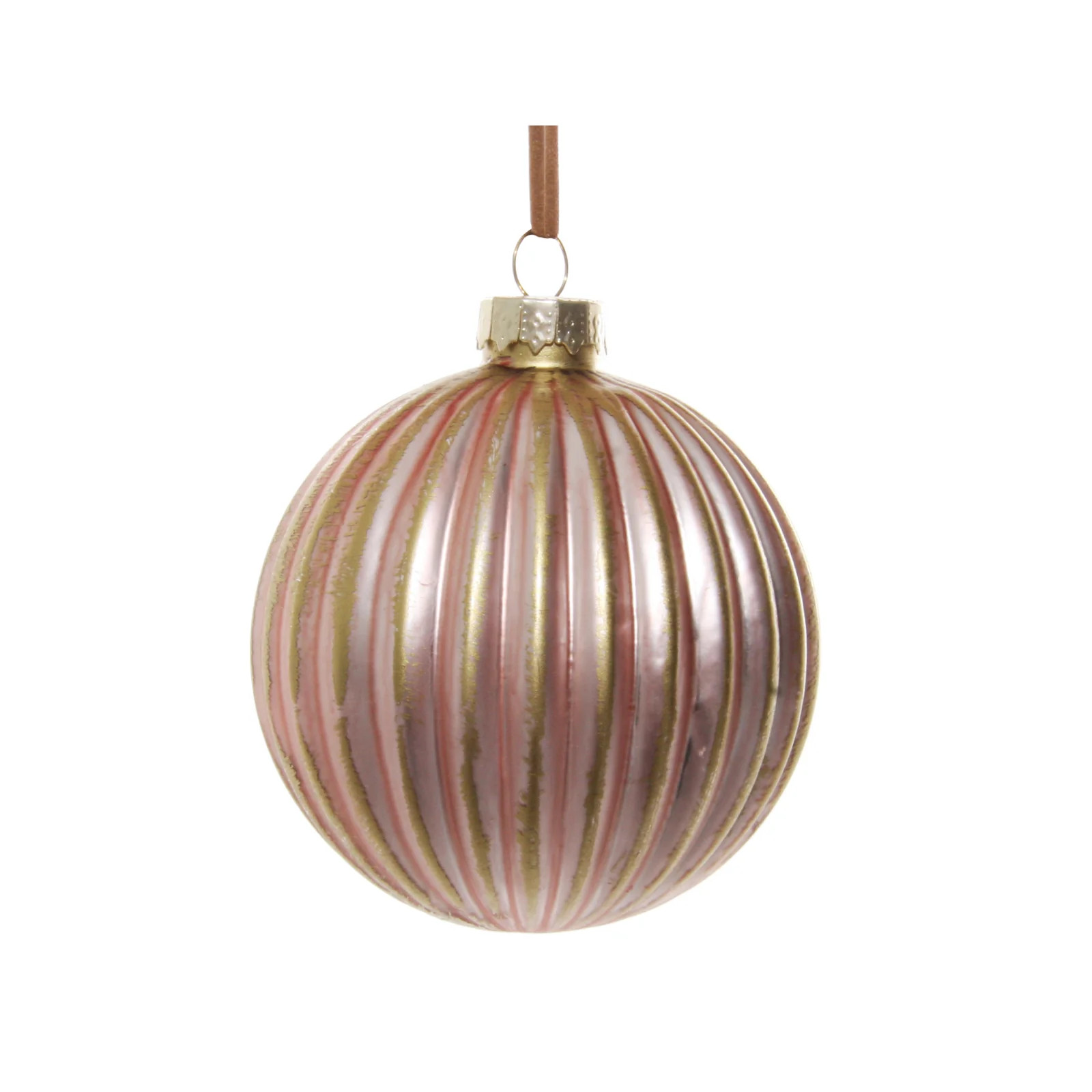 Pink and Gold Reeded Ornament | Brooke & Lou | Brooke and Lou