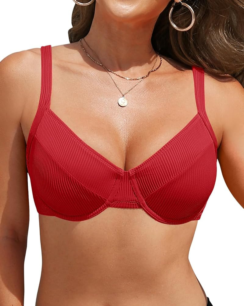 Women Underwire Bikini Tops - Push Up Swim Top Only Bra Swimsuit Tops 2025 Bathing Suit Top | Amazon (US)