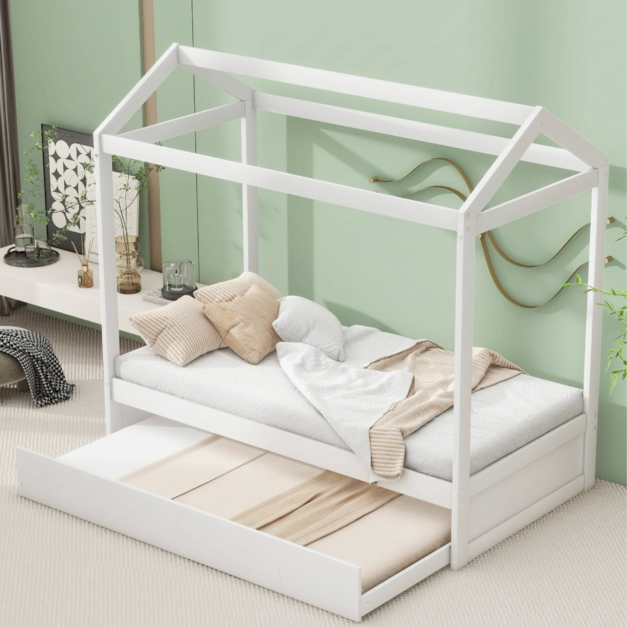 This price is amazing! $151 🤭 Wood Twin House Canopy Bed with Trundle Bed. I’m obsessed!

#LTKHome #LTKKids #LTKBaby