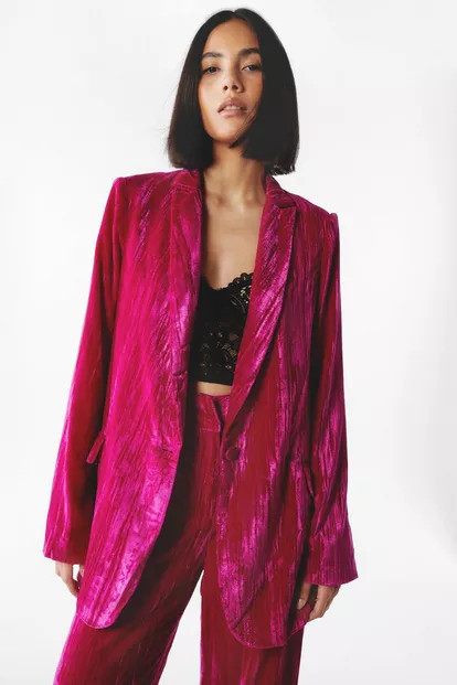 Single Breasted Crushed Velvet Blazer | Nasty Gal (US)