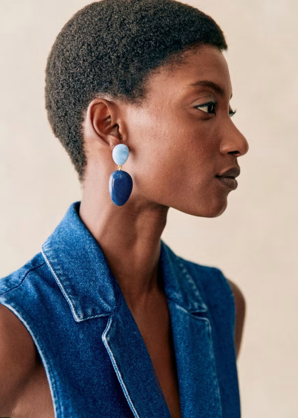 Carla Earrings - Denim multi - Resin - Sézane | Sezane Paris - US