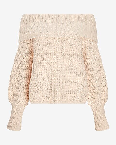 Chunky Thermal Off The Shoulder Balloon Sleeve Sweater | Express