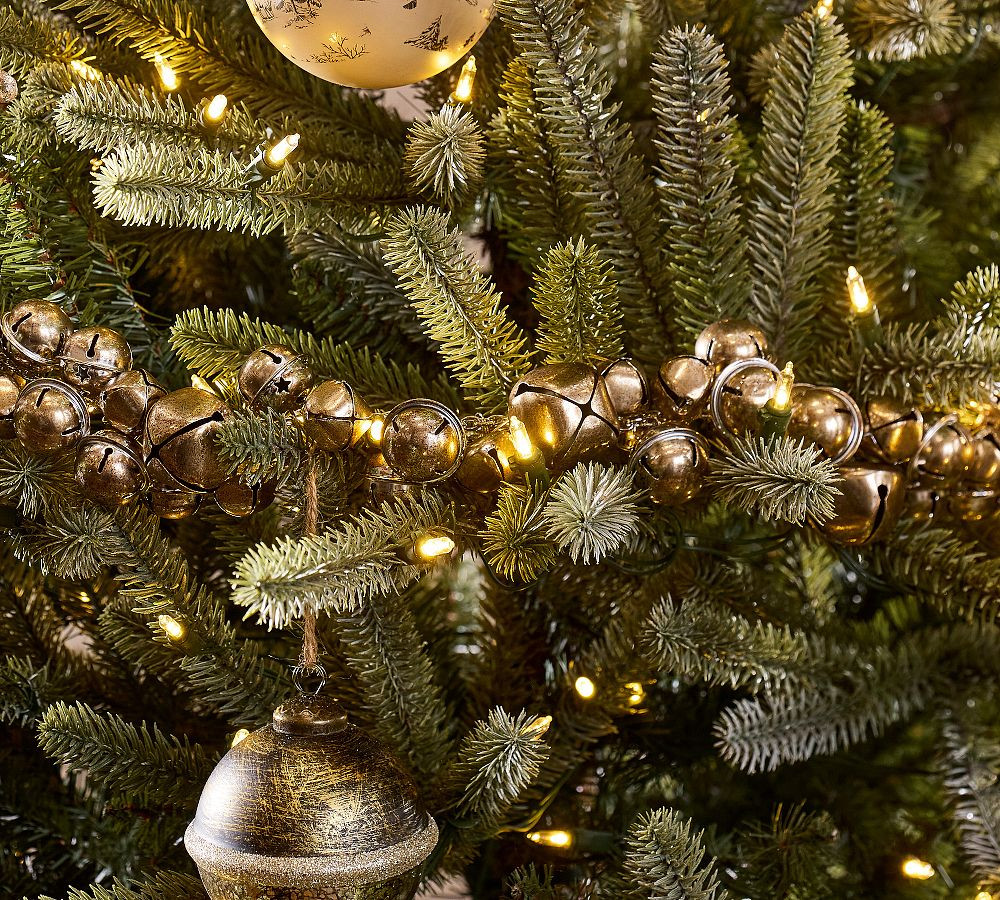 Lit Metallic Bell Garland | Pottery Barn (US)