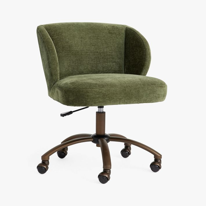 Distressed Velvet Olive Wingback Swivel Desk Chair | Pottery Barn Teen