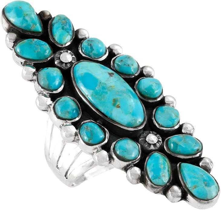 Turquoise Ring Sterling Silver 925 Genuine Gemstones Size 6 to 11 | Amazon (US)