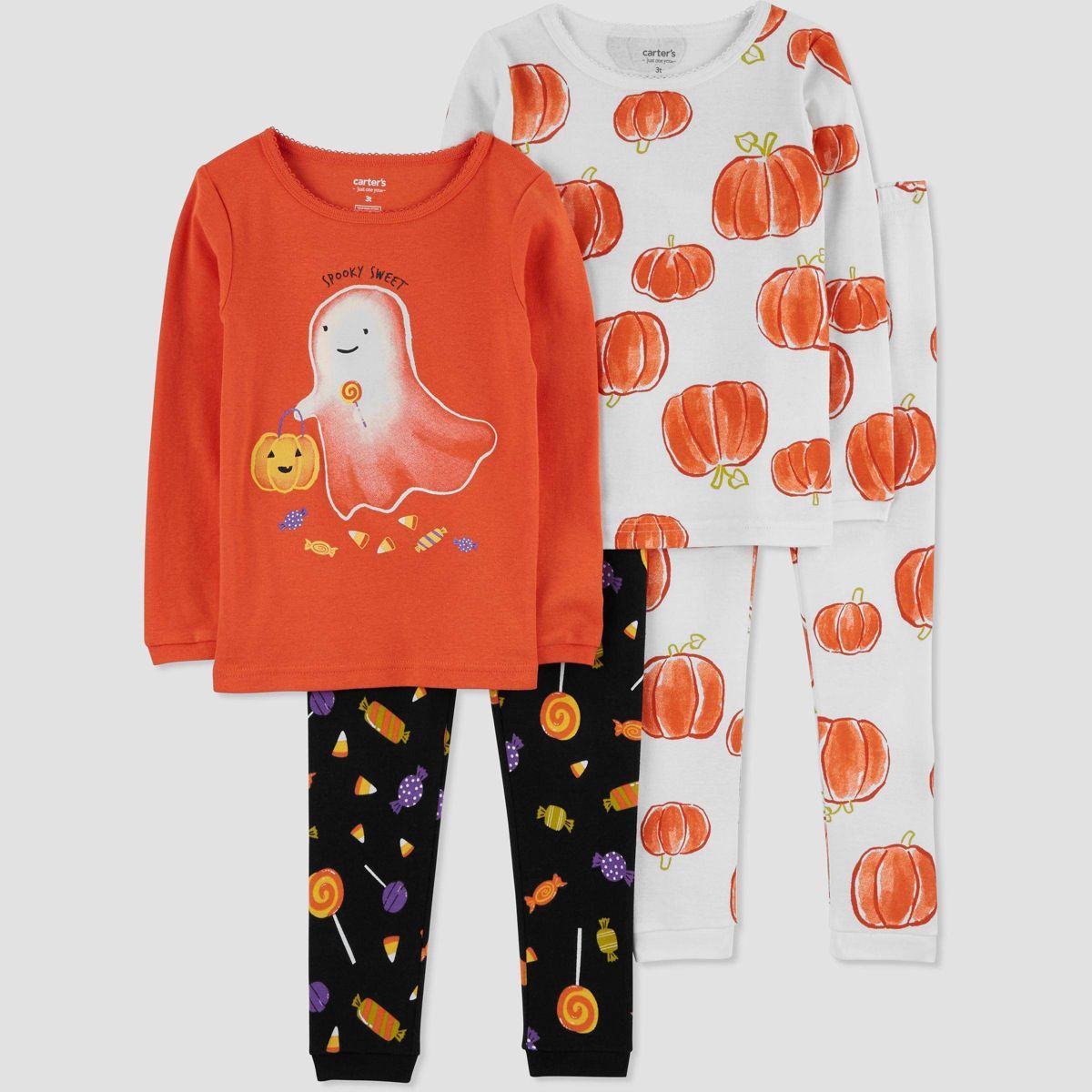 Carter's Just One You® Toddler Girls' Halloween Ghost Candy and Pumpkins Long Sleeve Pajama Set ... | Target