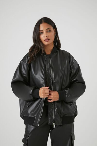 Faux Leather Bomber Jacket | Forever 21 (US)