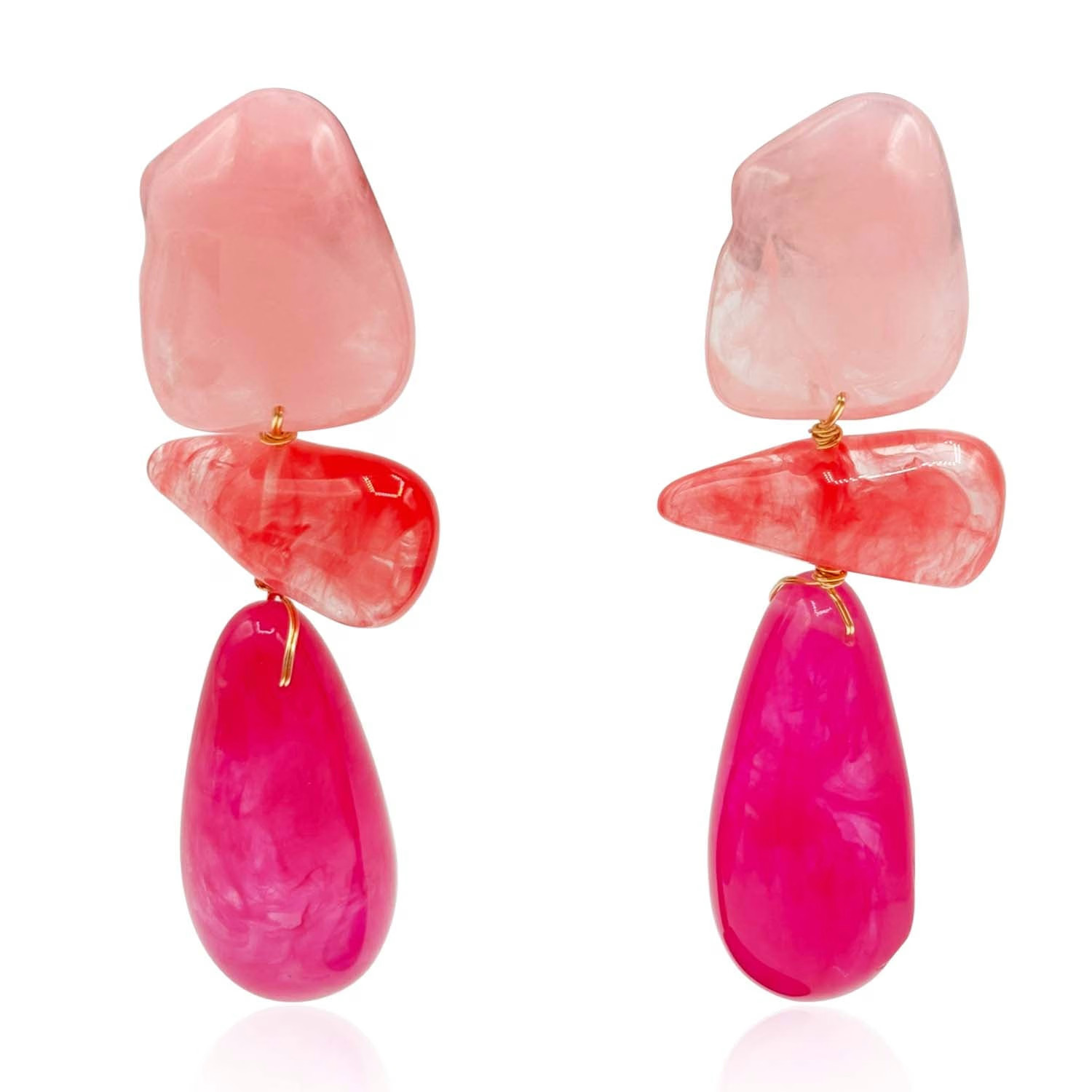 Pink And Orange And Fuschia Rockstar Drop Earrings | Wolf & Badger