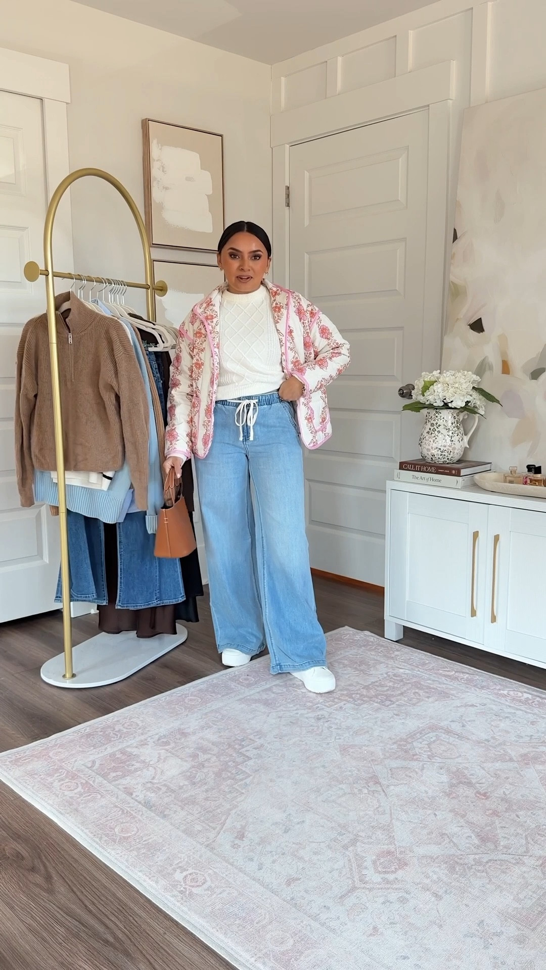 Pink purple quilted jacket size xs TTS Sweater is old - similar linked Drawstring jeans in skylight size xs regular - comes in short length! White sneakers size 6.5 TTS

#LTKFindsUnder50 #LTKSaleAlert #LTKPetite