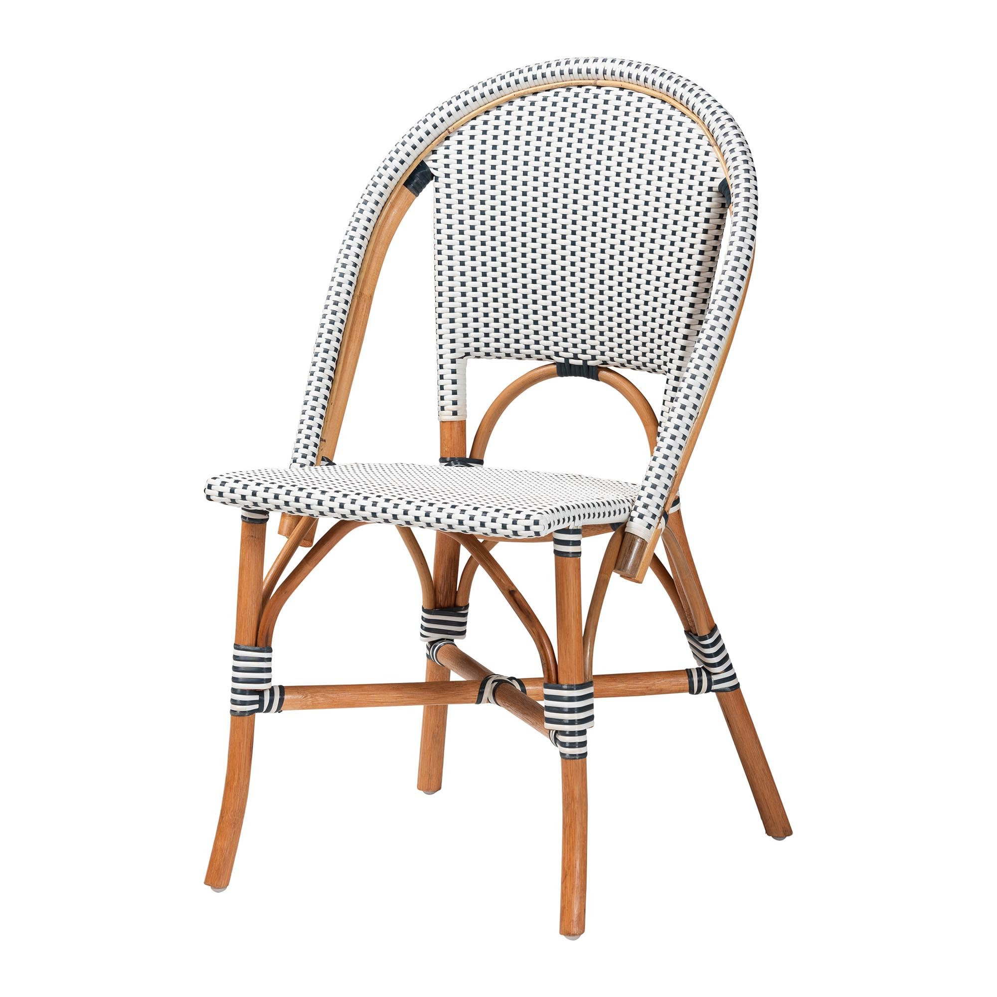 bali & pari Genica Classic French Two-Tone Navy and White Weaving and Natural Rattan Bistro Chair | Amazon (US)