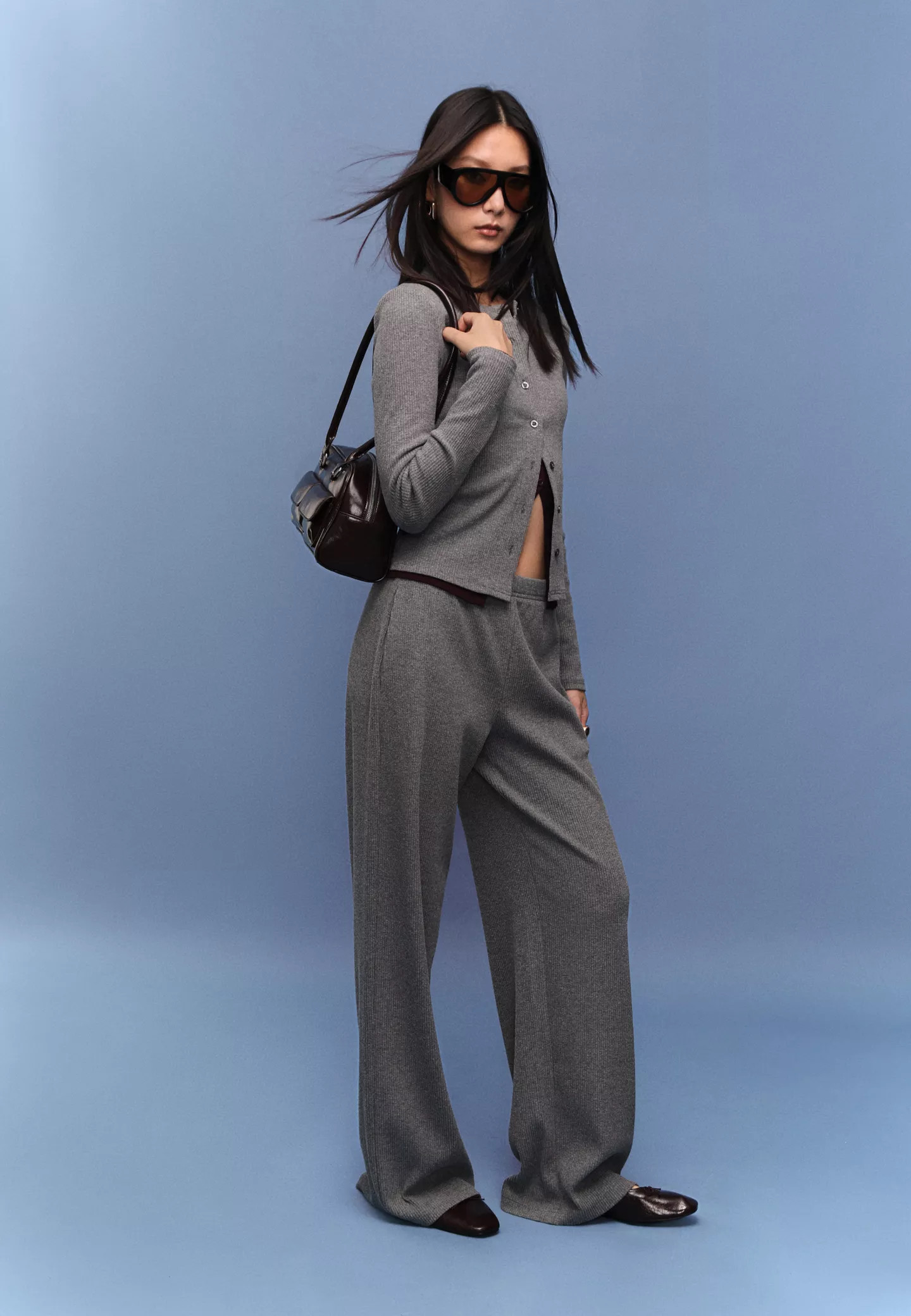 Long knit trousers - Women's fashion | Stradivarius United Kingdom | Stradivarius (UK)