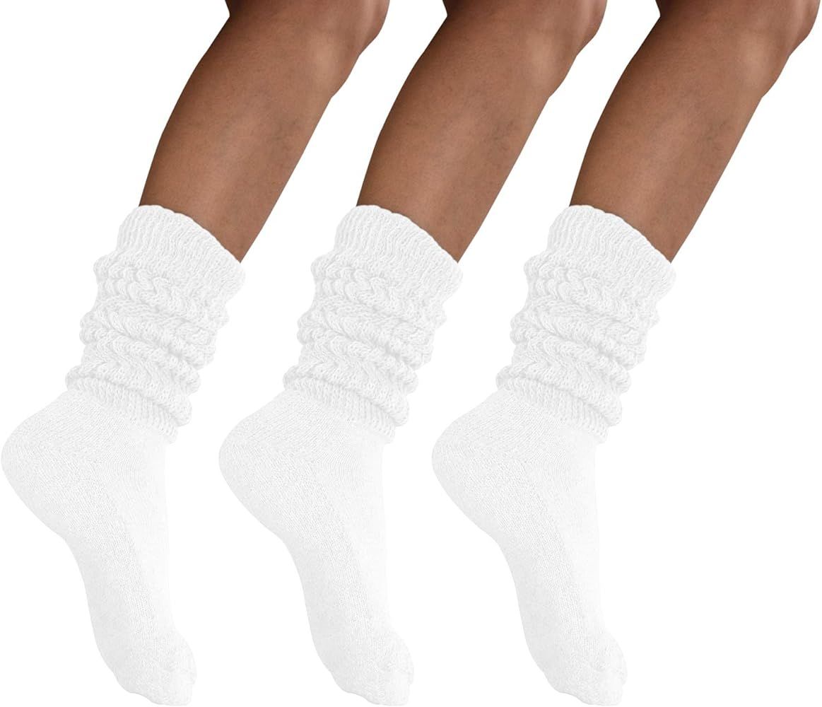 MDR Women's Extra Long Heavy Slouch Cotton Socks Made in USA 3 Pairs Size 9 to 11 | Amazon (US)
