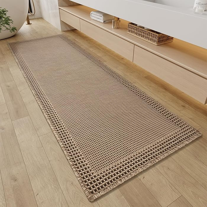 RESARE Waffle Bathroom Runner Rugs, Super Absorbent Bath Mat Non Slip Washable Quick Dry, Upgrade... | Amazon (US)