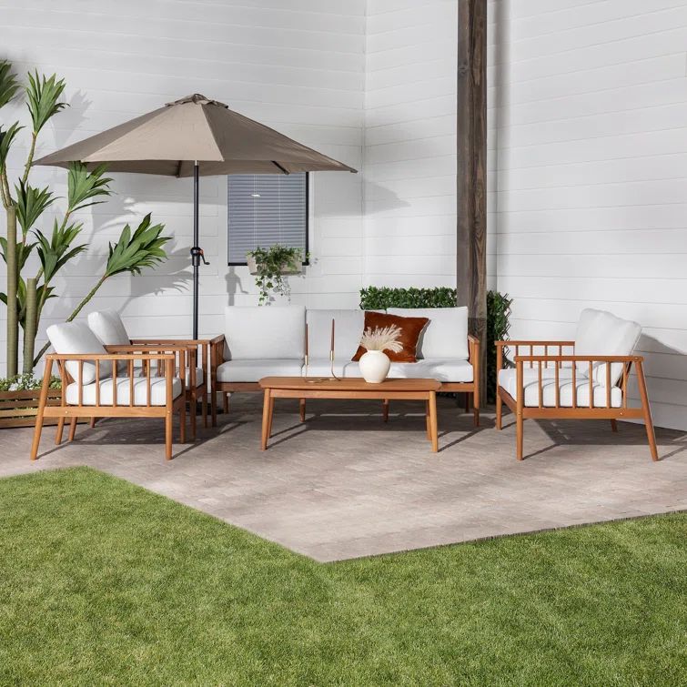 Solid Wood 6 - Person Seating Group with Cushions | Wayfair North America