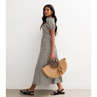 Women's Black Gingham Print Ruffle Trim Button Detail Tea Dress New Look | New Look (UK)