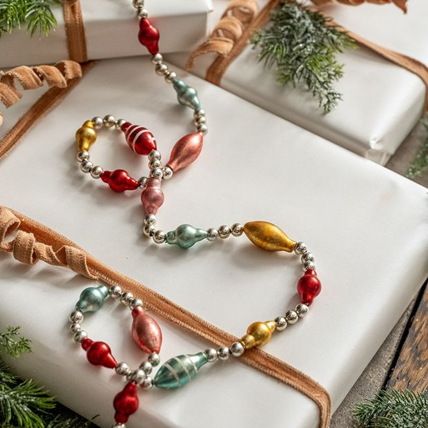 Vintage Inspired Multicolor Beaded Garland | Antique Farm House