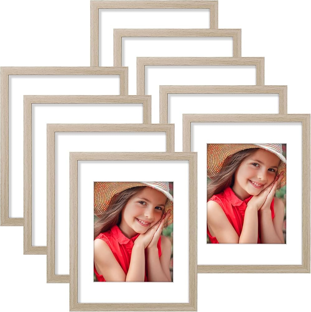 11x14 Picture Frames for Wall Set of 9, Display 8x10 Pictures with Mat or 11x14 without Mat, Coll... | Amazon (US)