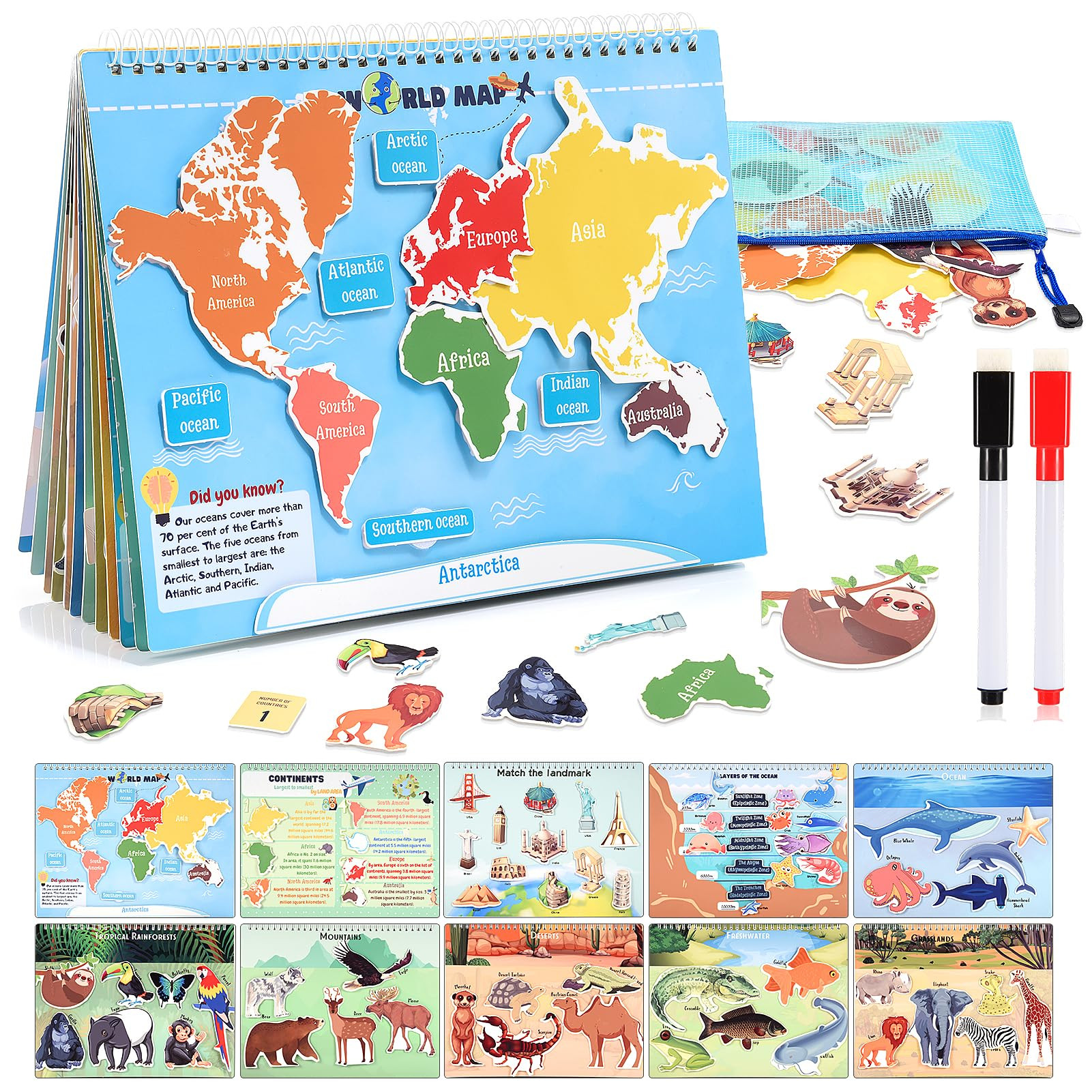 Toys for 3-8, Geography Busy Book Sensory Toys for Boys 3-6 Educational Toy for Kids Boy 4-9 Pres... | Amazon (US)