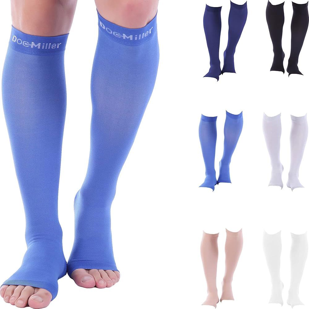 Doc Miller Open Toe Compression Socks 30-40 mmHg 1 Pair Medical Grade Stockings | Amazon (US)